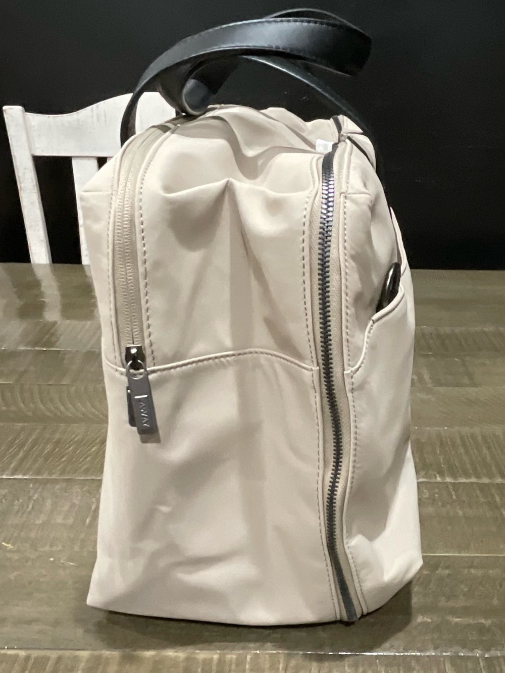 Away Cream Tote Bag with Black Handles and Detachable Strap - Picture 7 of 15